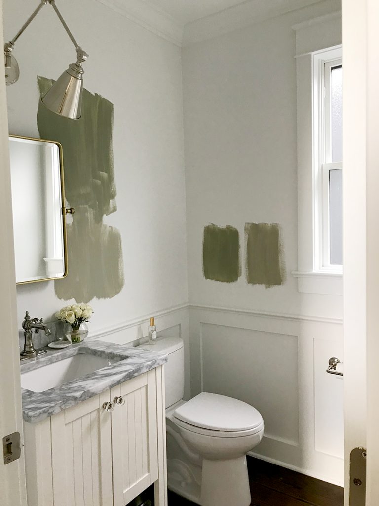 Our Powder Room Painting the Walls Sage Green Elizabeth Street Post